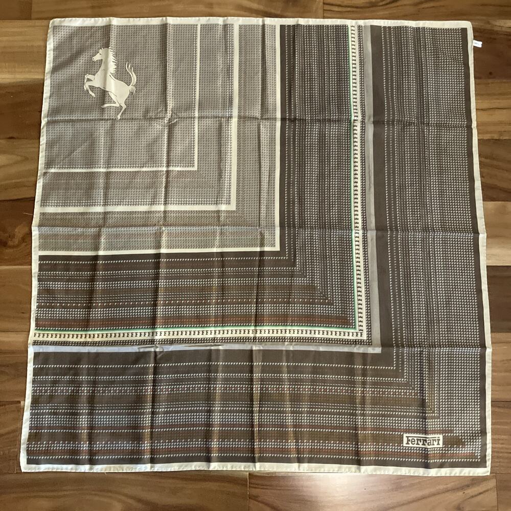 Vintage 60s Ferrari Silk Daytona Prancing Horse Women's Scarf MCM Classy Elegant